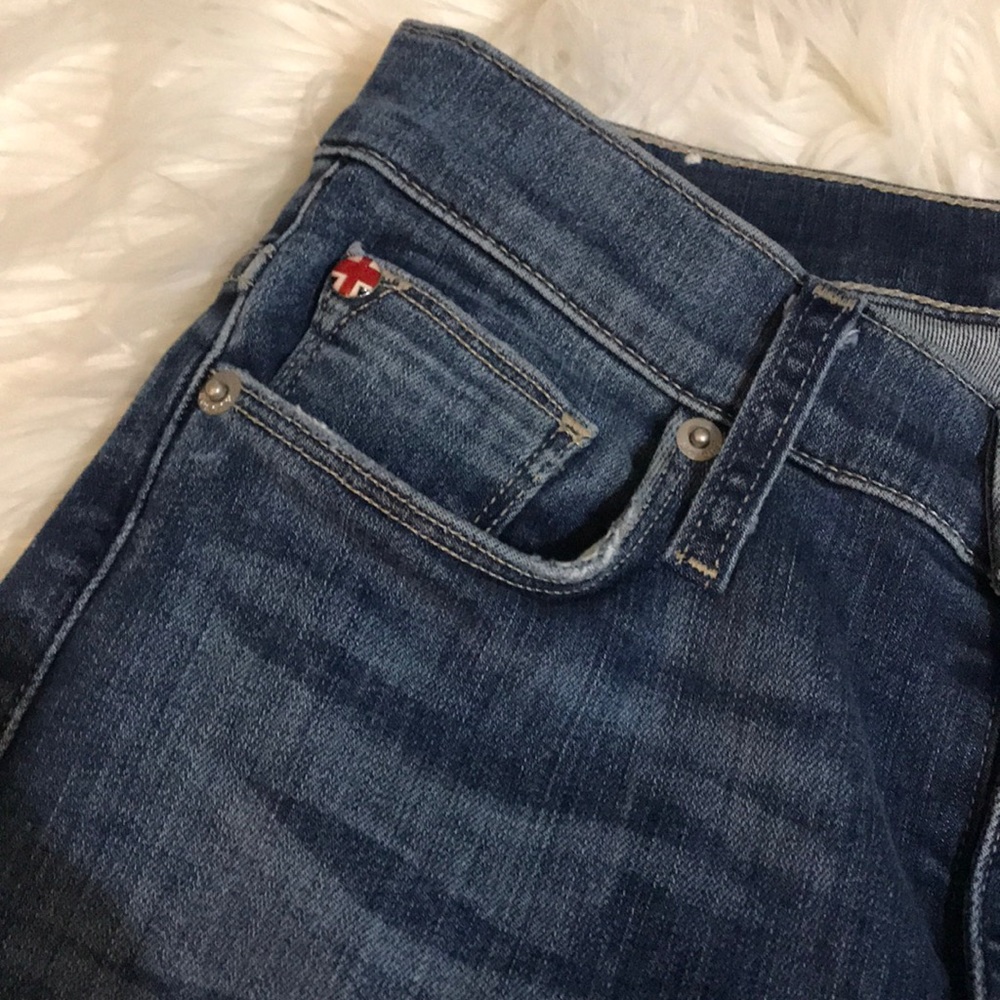 Hudson Distressed Patch Skinny Jeans - Picture 4 of 10